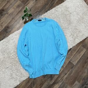 Brooks Brothers Men's Size XL Blue 100% Combed Cotton Crewneck Pullover Sweater